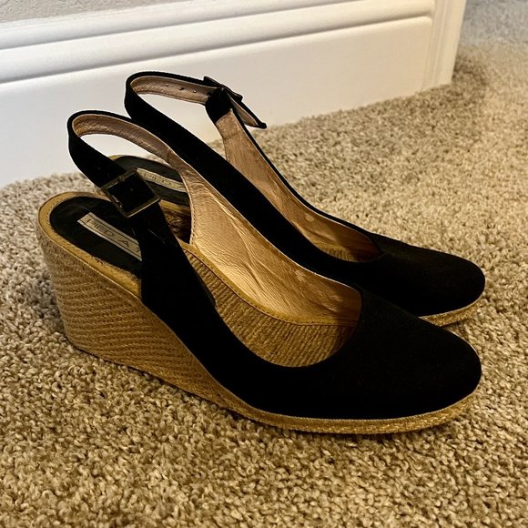 Pied-a-Terre 'Imperia' Navy Blue Slingback Espadrille Wedges ASO Kate Middleton - Picture 7 of 11